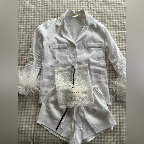 Linen White Feather Pajama Set - Picture 5 of 10